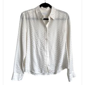 Equipment Femme Silk Ivory Cream Bottom Up T-shirt Size S|P